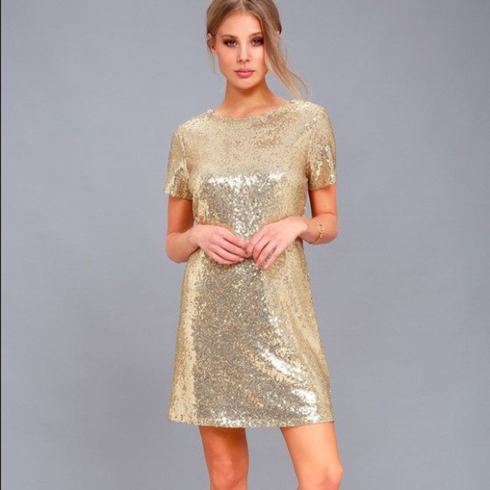 LULU’S - Gold Sequin Mini Dress